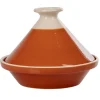 Gifi Cuisson^Plat à tajine en faïence rouge brique et blanc ivoire