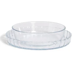 Gifi Cuisson^Plat en verre borosilicate x2 - Ø22,6cm et Ø27cm