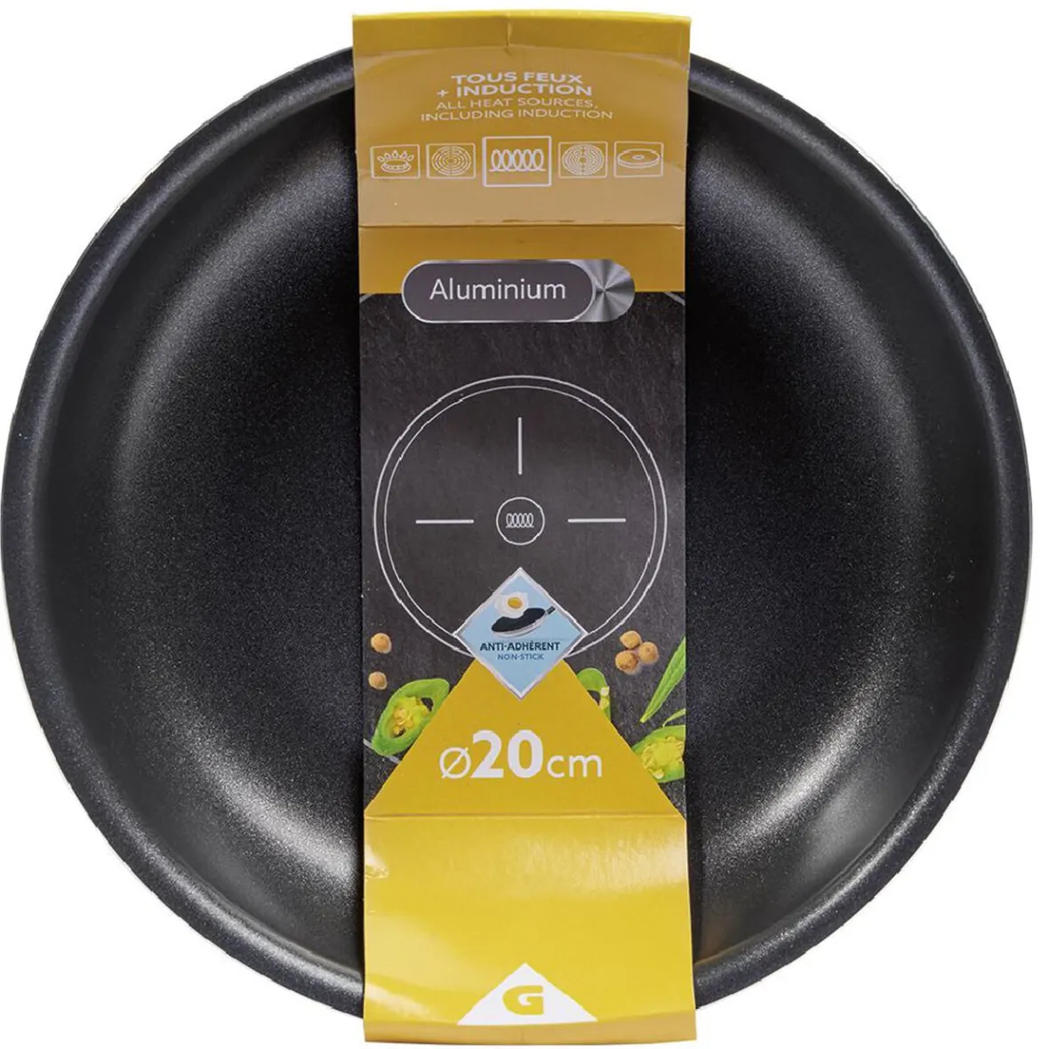 Gifi Cuisson^Poêle antiadhérente sans poignée noir Ø20cm