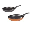 Gifi Cuisson^Poêle effet pierre noire et orange x2