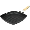 Gifi Cuisson^Poêle grill carré manche en bois amovible tous feux