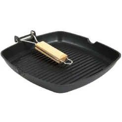 Gifi Cuisson^Poêle grill carré manche en bois amovible tous feux