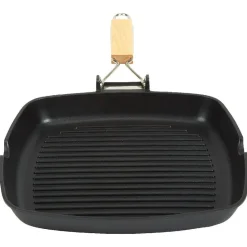 Gifi Cuisson^Poêle grill carré manche en bois amovible tous feux
