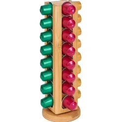 Gifi Rangement De Cuisine^Porte capsules rotatif en bambou Ø10xH29cm