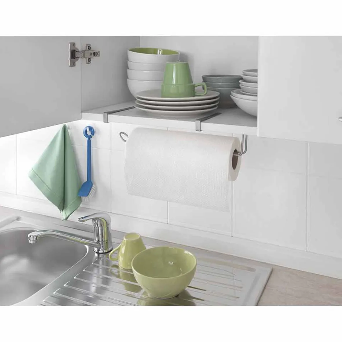 Gifi Rangement De Cuisine^Porte essuie tout Metaltex à fixer sur étagère