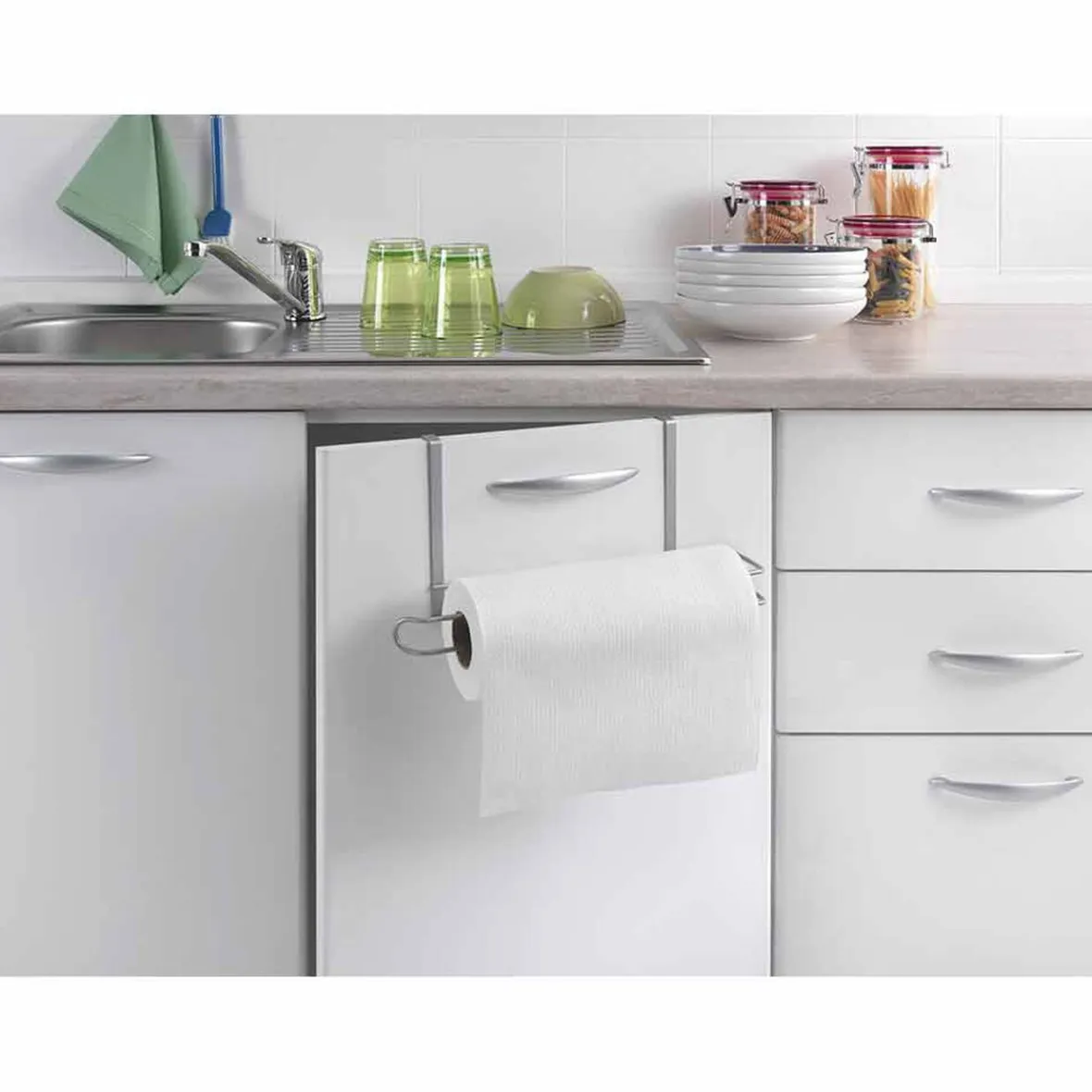 Gifi Rangement De Cuisine^Porte essuie tout Metaltex à fixer sur étagère