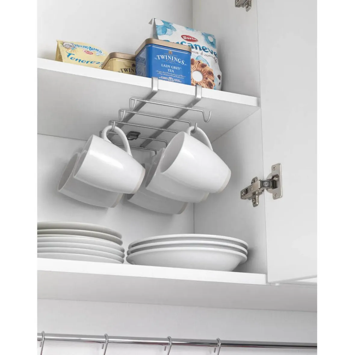 Gifi Rangement De Cuisine^Porte tasse x10 Metaltex à fixer sur étagère
