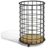Gifi Rangement De Cuisine^Porte ustensiles bambou et métal noir Ø11,3xH17cm