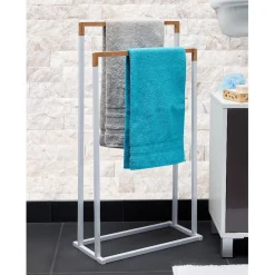 Porte-serviettes 2 niveaux blanc et couleur bois^Gifi Online