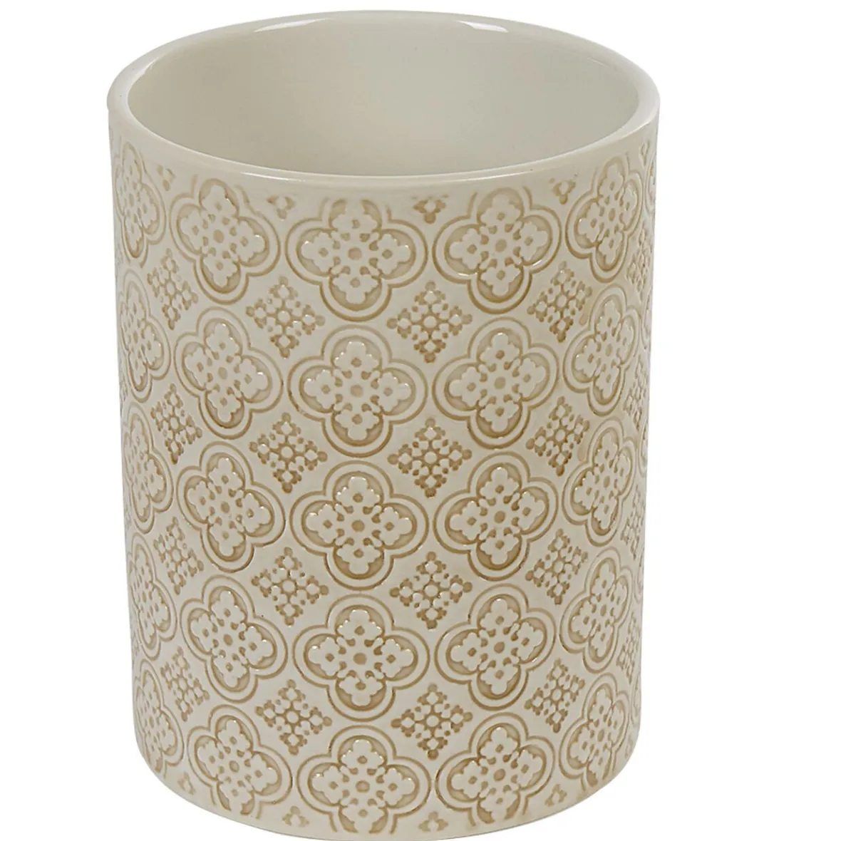 Gifi Rangement De Cuisine^Pot à ustensiles de cuisine en céramique à motifs beige
