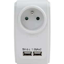 Prise chargeur 1x 230V et 2 ports USB^Gifi Discount