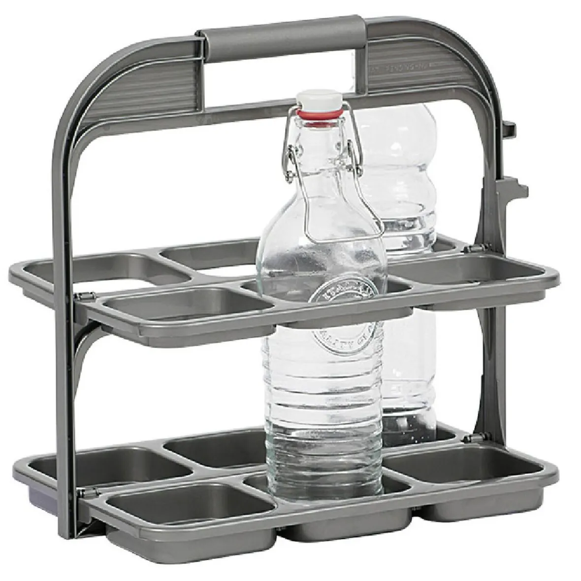 Gifi Rangement De Cuisine^Range bouteille pliable gris 6 emplacements