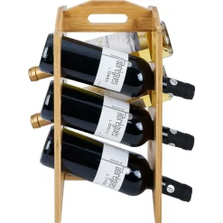Gifi Rangement De Cuisine^Range bouteille vertical 6 emplacements bambou 40x20xH17,8cm