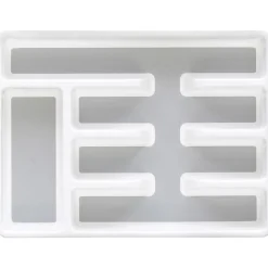 Gifi Rangement De Cuisine^Range couvert blanc fond silicone gris 5 compartiments