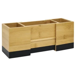 Gifi Rangement De Cuisine^Range ustensile extensible bambou naturel et noir L18/29x10xH12cm