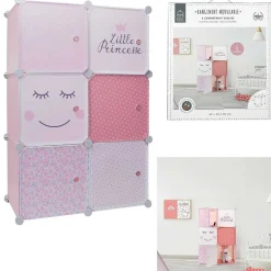 Sale Rangement modulable 6 cubes fille Little Princesse 63x32xH110cm Rangement