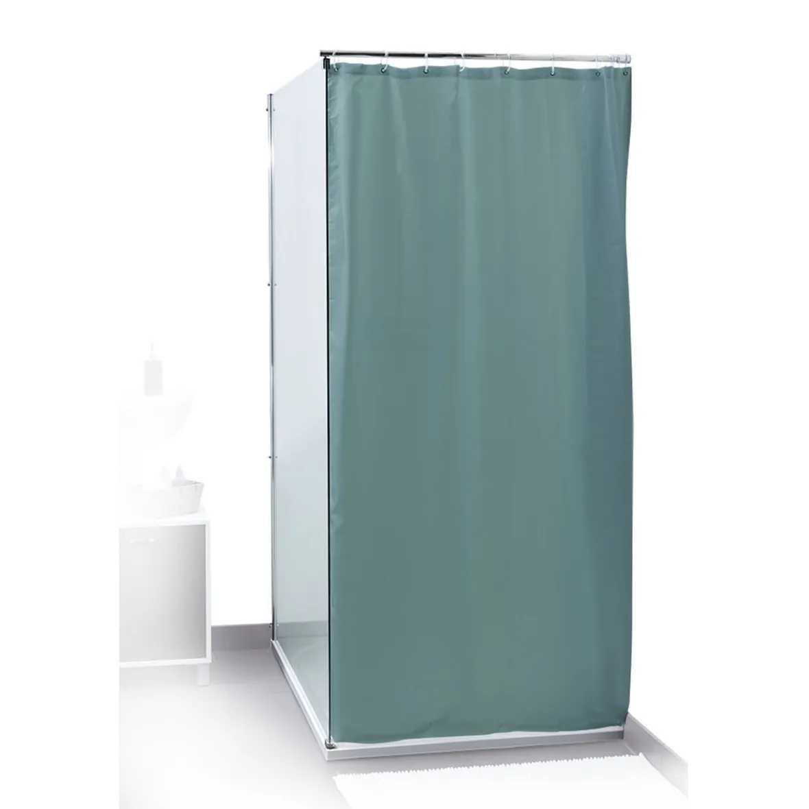 Rideau de douche uni vert 180x200cm 100% polyester^Gifi Sale