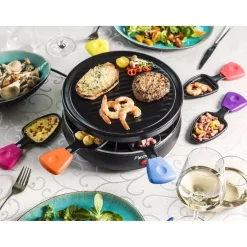Gifi Petit Électroménager^Service à raclette grill caquelon multicolore 6 personnes