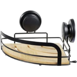 Serviteur de douche d'angle bambou et métal noir^Gifi Sale