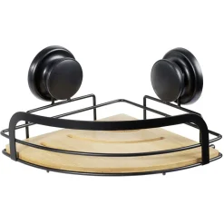 Serviteur de douche d'angle bambou et métal noir^Gifi Sale