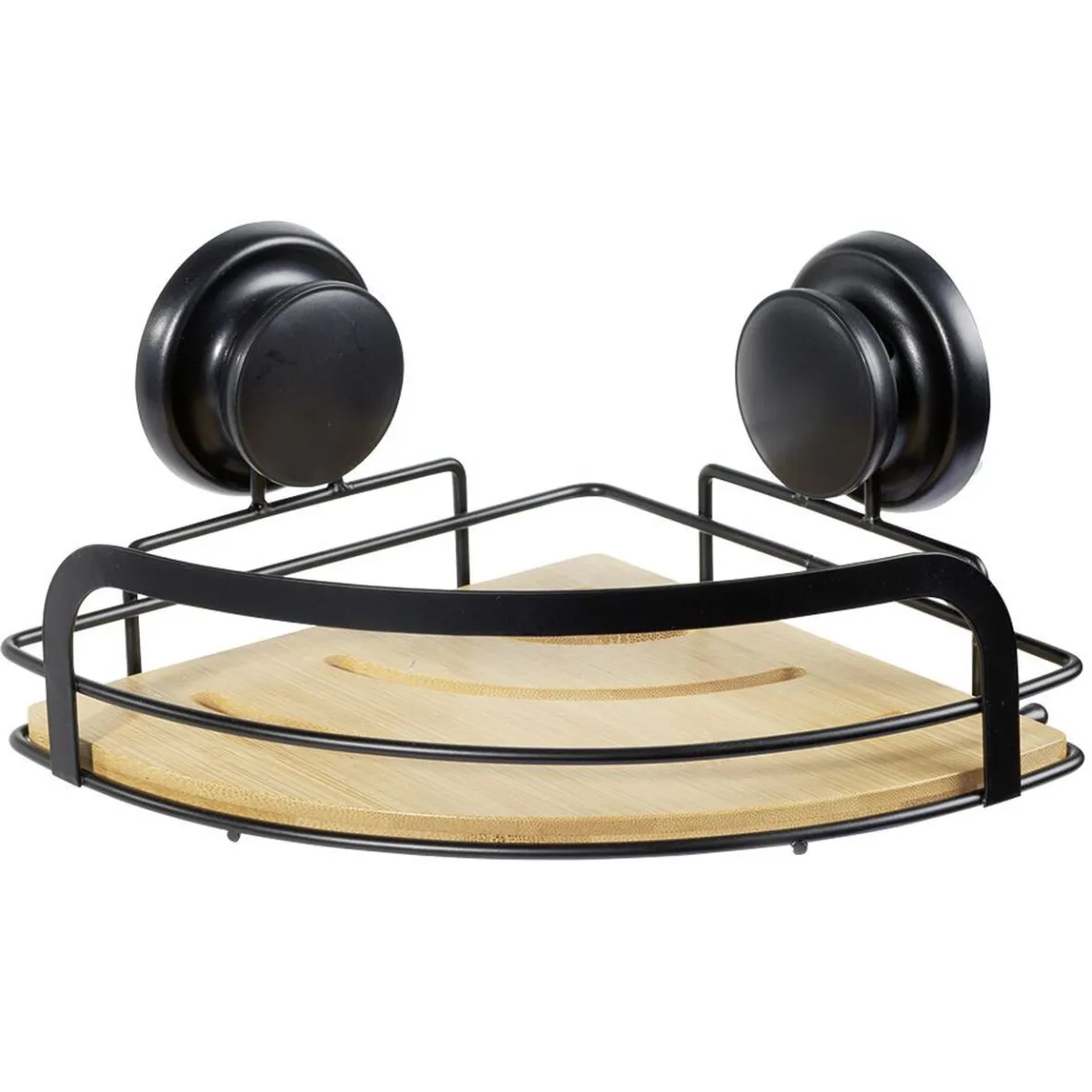 Serviteur de douche d'angle bambou et métal noir^Gifi Sale