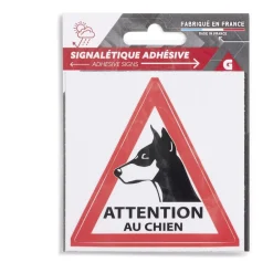 Signalétique adhésive "Attention au chien" - 8x8 cm^Gifi Hot