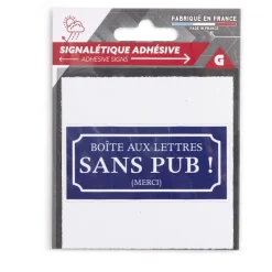 Signalétique adhésive "Boîte aux lettres sans pub" - Bleu, 8x8 cm^Gifi Sale