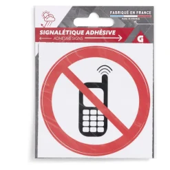 Signalétique adhésive "Interdiction de téléphoner" - 8x8 cm^Gifi Hot