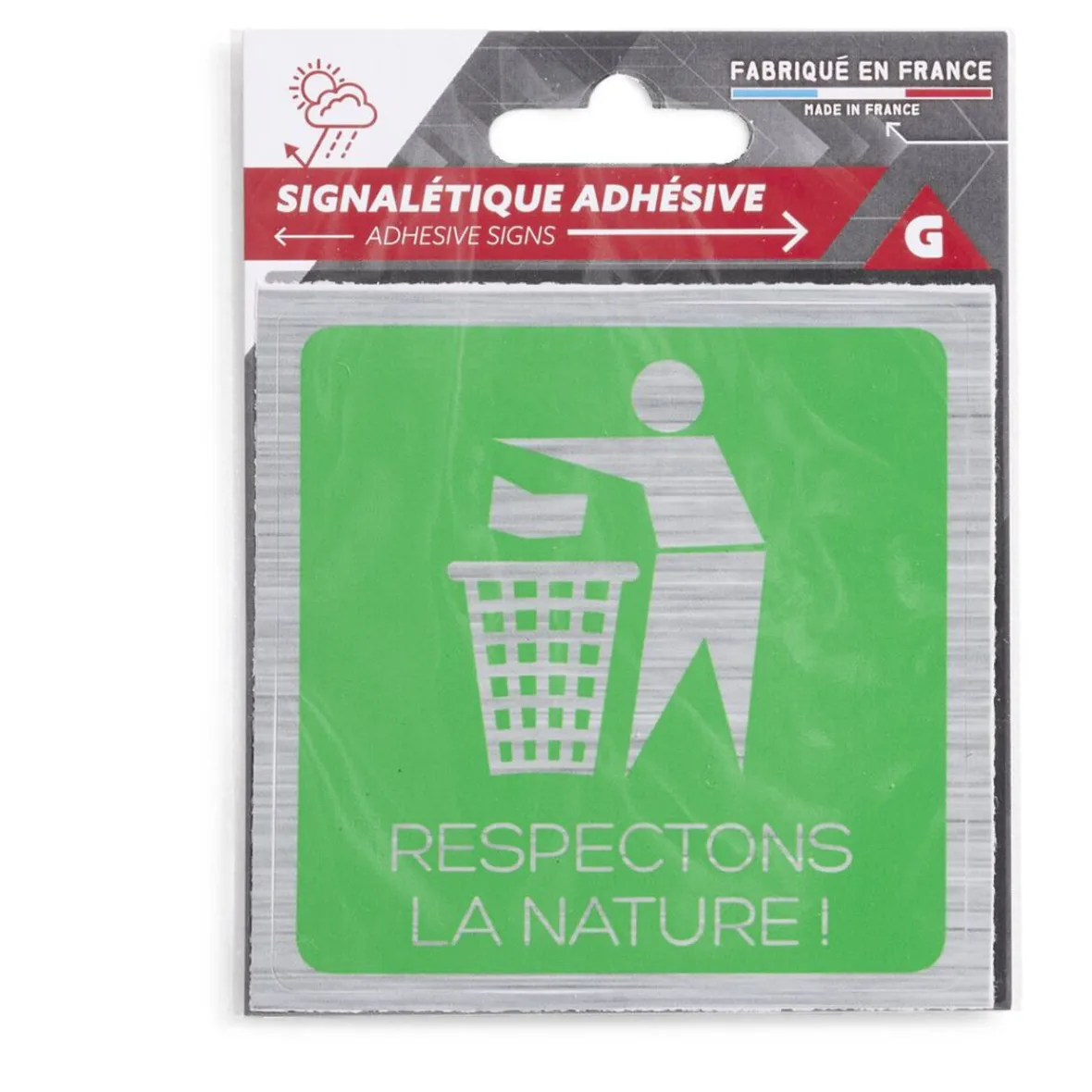 Signalétique adhésive "Respectons la nature" - 8x8 cm^Gifi Clearance