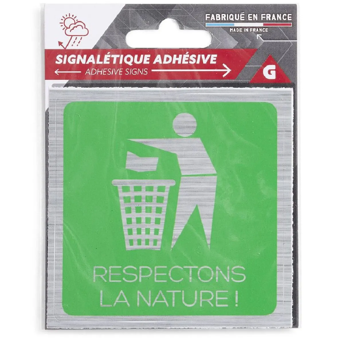 Signalétique adhésive "Respectons la nature" - 8x8 cm^Gifi Clearance