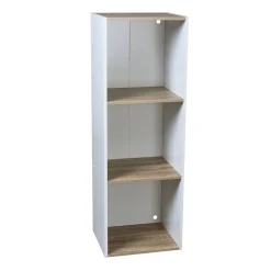 Sale Structure 3 casiers Box Cube blanc et naturel 35,2x30xH103,2cm Rangement