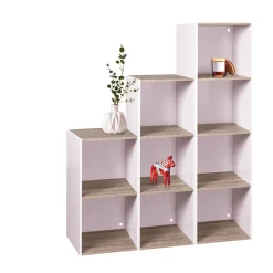 Sale Structure 3 casiers Box Cube blanc et naturel 35,2x30xH103,2cm Rangement