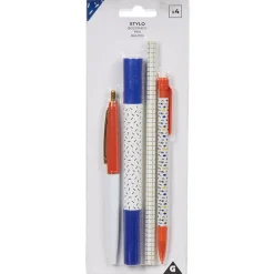 Stylo moucheté gamme Yes blanc rouge bleu x4^Gifi Hot