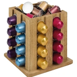 Gifi Rangement De Cuisine^Support à capsules en bois 16x16x16cm