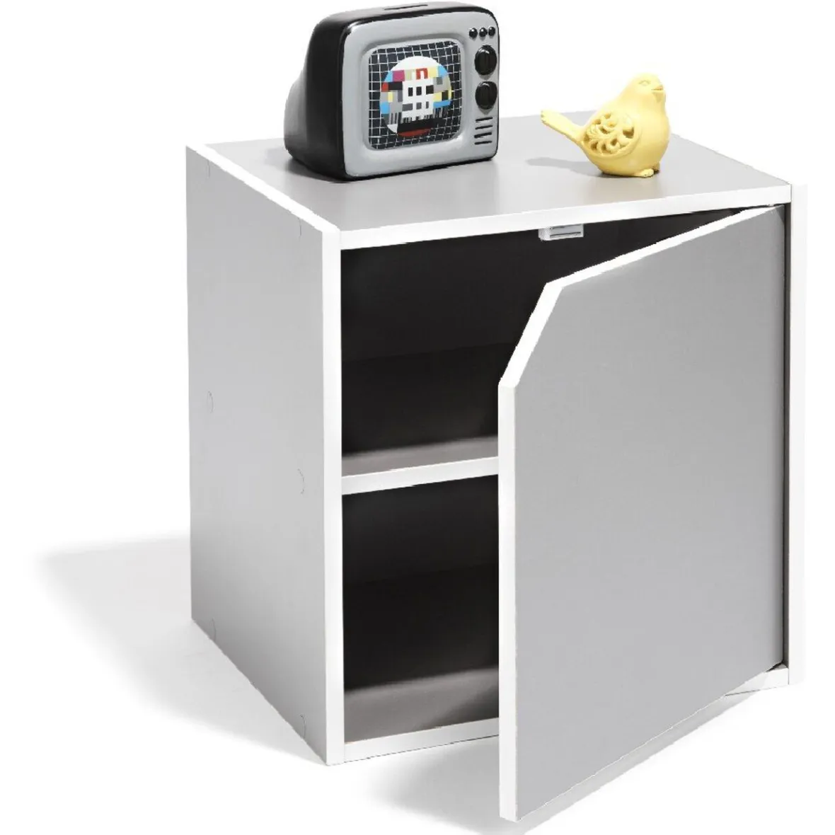 Table de chevet Kobe gris clair 1 porte Rangement