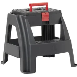 Tabouret 2 marches avec rangement intégré noir et rouge^Gifi