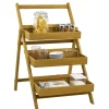 Gifi Rangement De Cuisine^Étagere Paulownia design escabeau en bois 3 niveaux