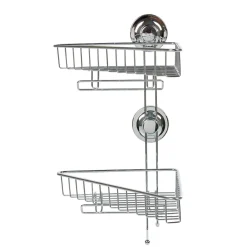 Étagère de douche 2 paniers d angle à ventouse gris^Gifi New