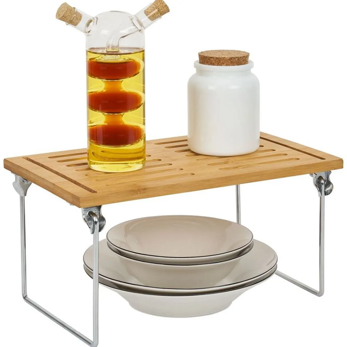 Discount Étagère en bambou sur pieds en fer 30x15xH18cm Rangement