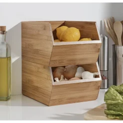Gifi Rangement De Cuisine^Étagère superposable en bambou marron