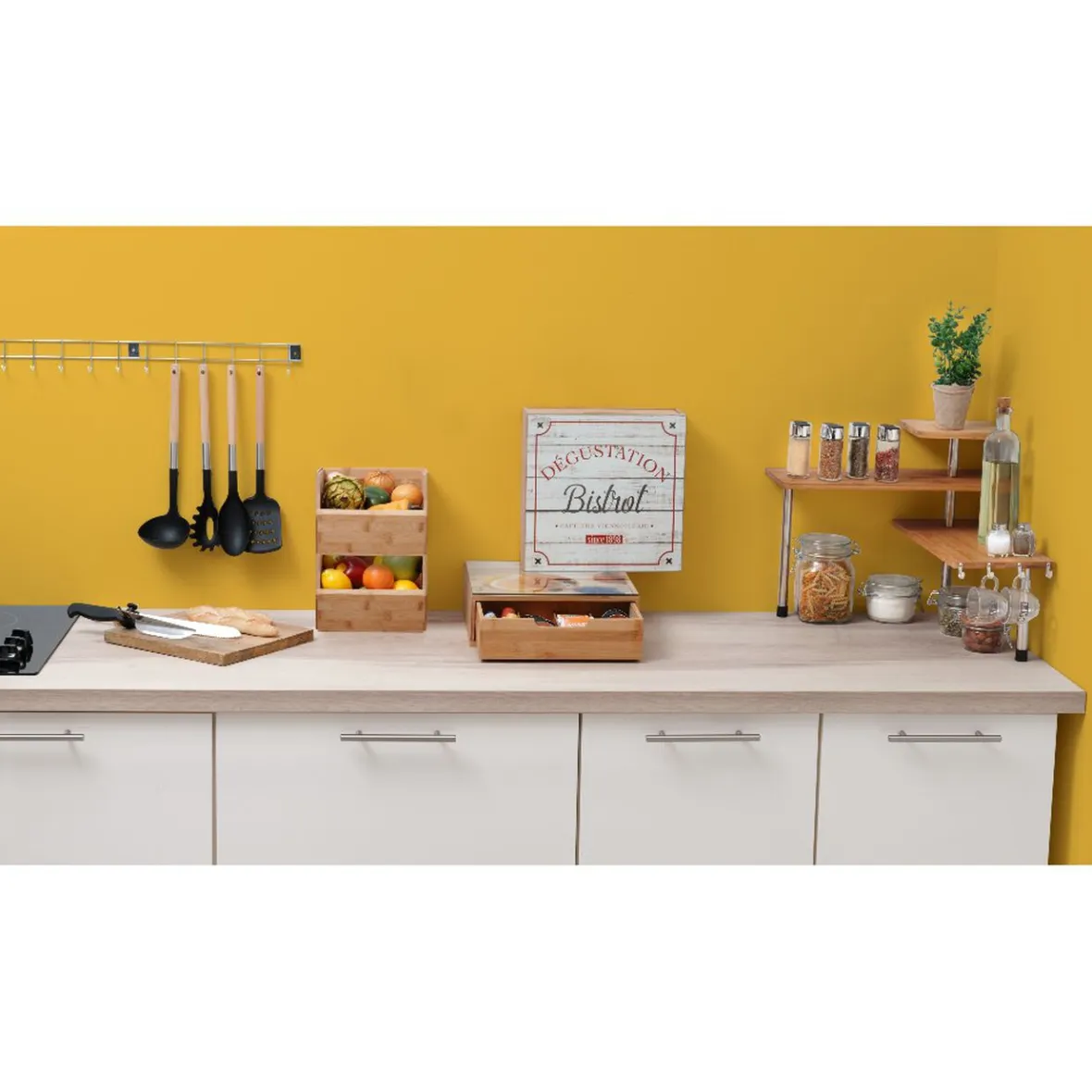 Gifi Rangement De Cuisine^Étagère superposable en bambou marron
