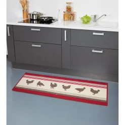 Tapis de cuisine design poule rouge taupe Nettoyage Et Entretien