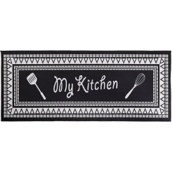 Tapis de cuisine My Kitchen noir et blanc 50x120cm Nettoyage Et Entretien