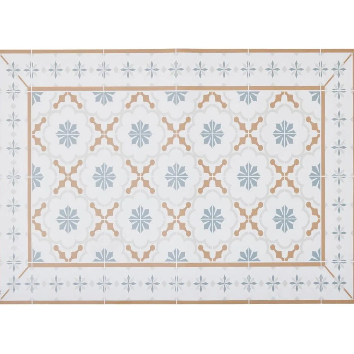Tapis de cuisine vinyle imprimé carreau de ciment tricolore 70x49,5cm Nettoyage Et Entretien