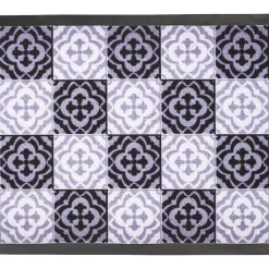 Tapis entrée anti poussière rectangulaire motif carreau de ciment noir blanc Nettoyage Et Entretien