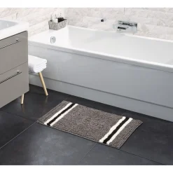 Tapis salle de bain motif marron rayure blanc noir^Gifi New