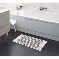 Tapis salle de bain tissé motif ethnique beige noir^Gifi Outlet