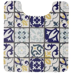 Tapis WC pvc design carreau de ciment bleu^Gifi Outlet