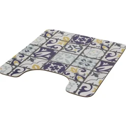Tapis WC pvc design carreau de ciment bleu^Gifi Outlet
