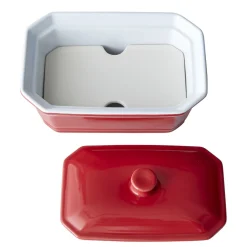 Gifi Cuisson^Terrine avec couvercle et presse rectangulaire rouge blanche